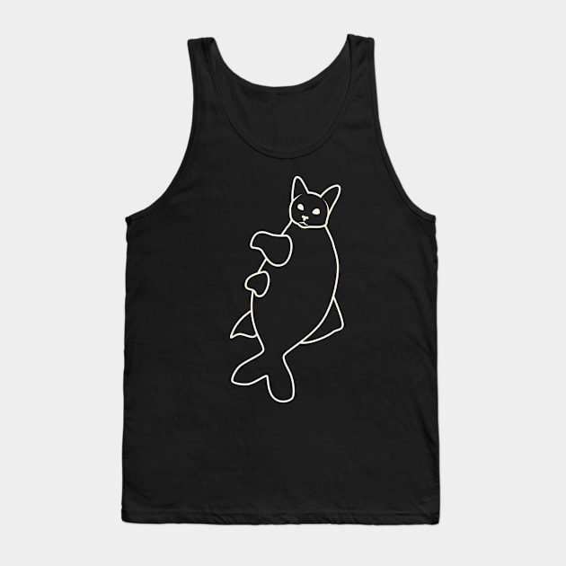 Lineart Cute Catfish Meme Tank Top by crissbahari